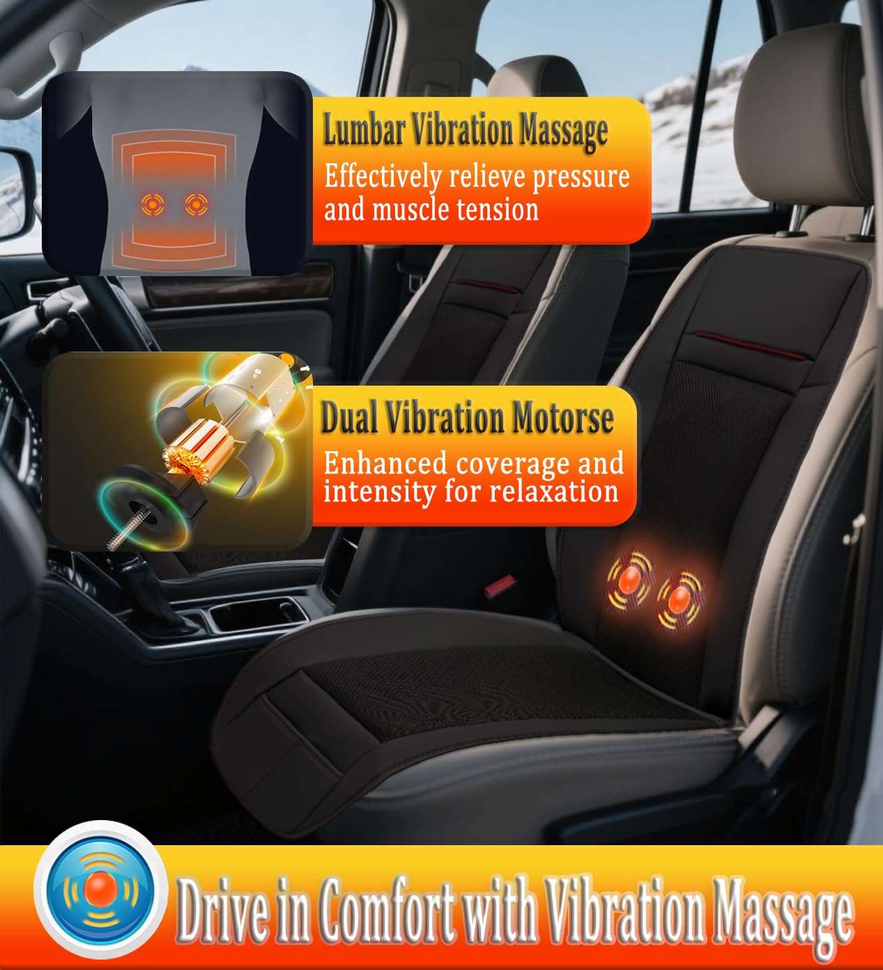 3-in-1 kühlendes Autositzkissen mit Massage & Klimatisierung, 16 Ventilatoren, belüfteter Sitzkühler, 12 V Vordersitz, Allwetter-Kühlsitzbezug für Auto, SUV, LKW (Warm&Kühlung&Massage-3)