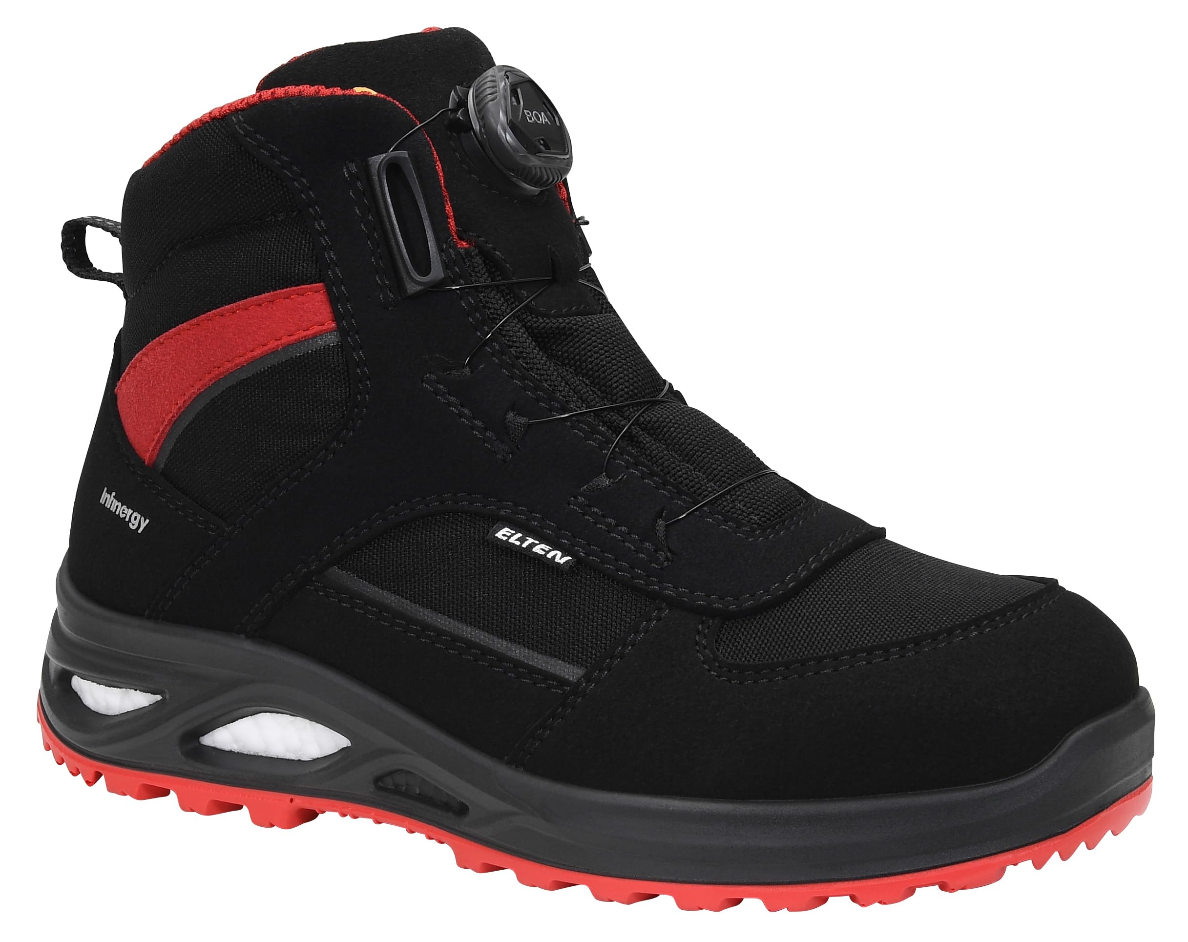 ELTEN HANNAH XXTL BOA black-red Mid ESD S3S | Sicherheitsschuhe für Damen & Herren, Stahlkappe, leicht, atmungsaktiv