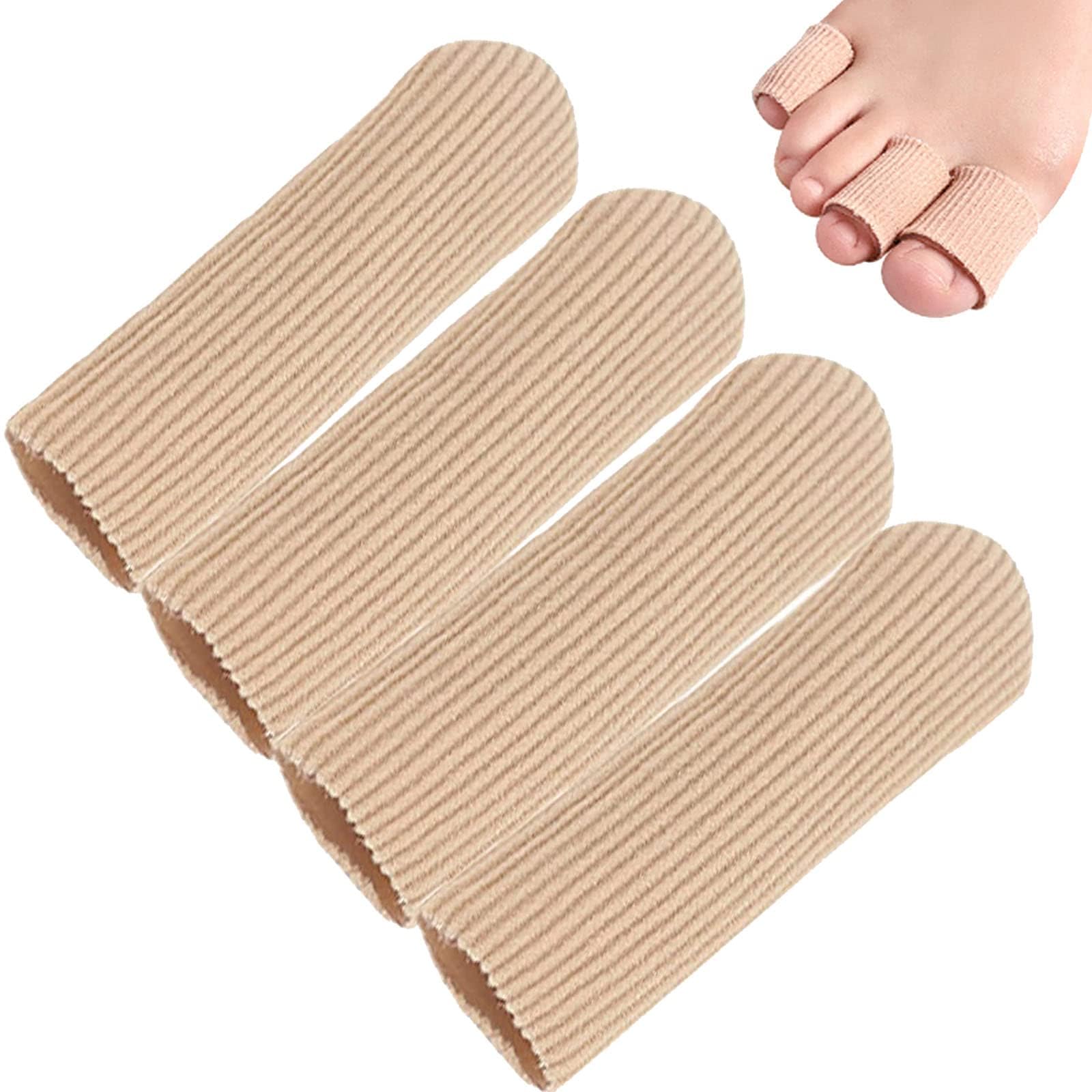 MQFORU Adjustable Cuttable Gel Toe and Finger Protectors, Toe Protectors Cushion Gel Tube with Elastic Fabric and Gel Lining for Protection or Relief of Discomfort 4PCS (L)