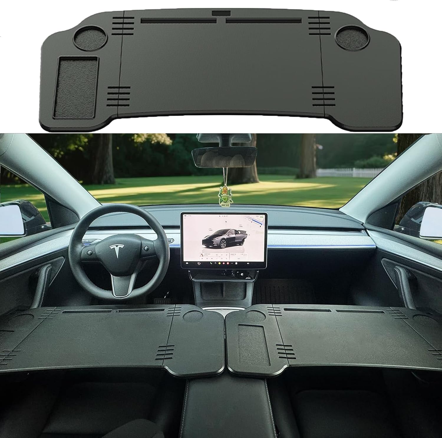 Foldable Car Desk for Tesla Model Y Model 3 Car Food Tray | Car Desk for Laptop | Car Tray Tesla Table | Steering Wheel Tray Table | Multipurpose Travel Car Accessories Medium