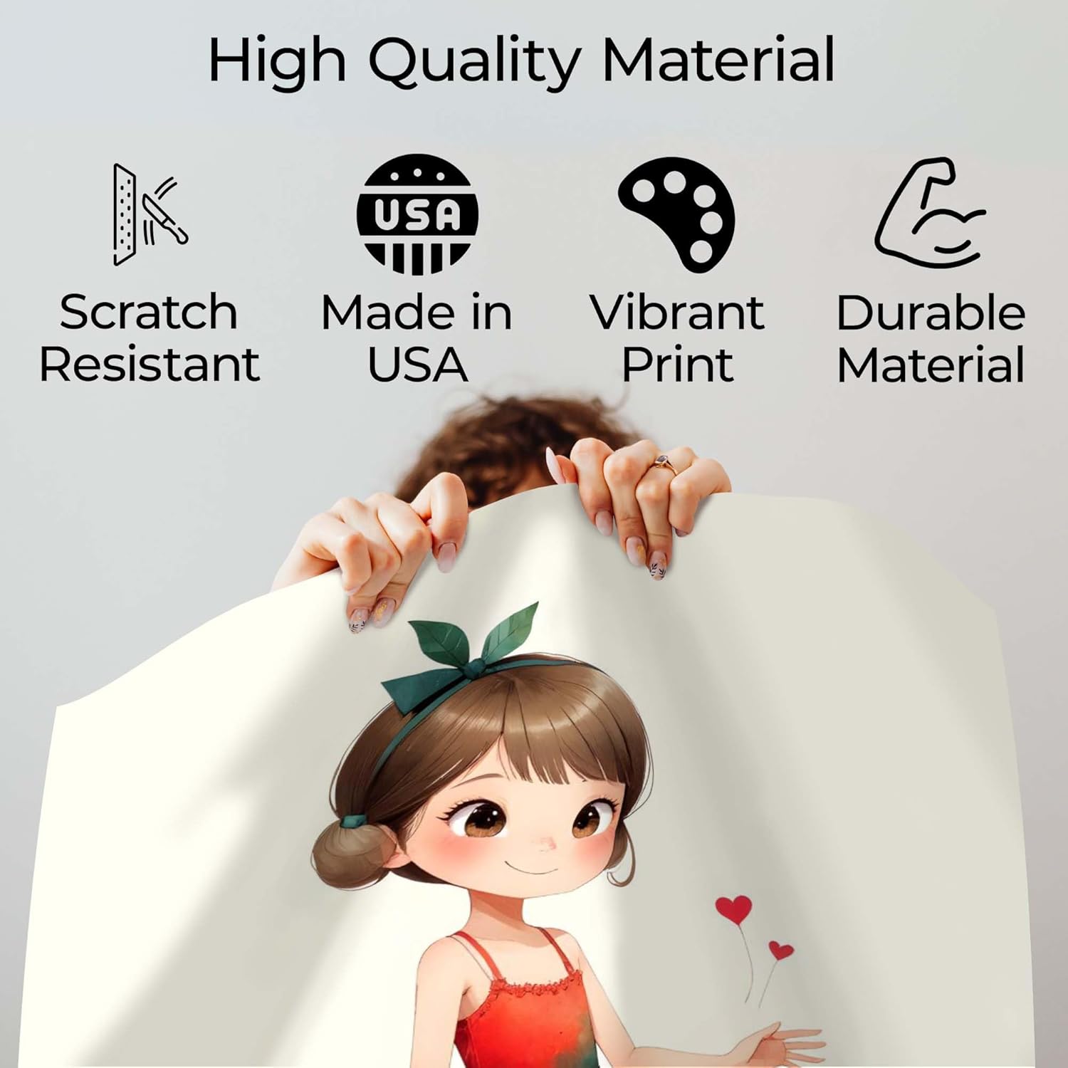 InkFlow Posters Sweet Red Green Dress Girl Poster - Soft Pastel Illustration - Color Kids Graphic Print - Kids Bedroom Playroom Nursery Decor - Whimsical Childhood Art - 16x20 Unframed Canvas Print