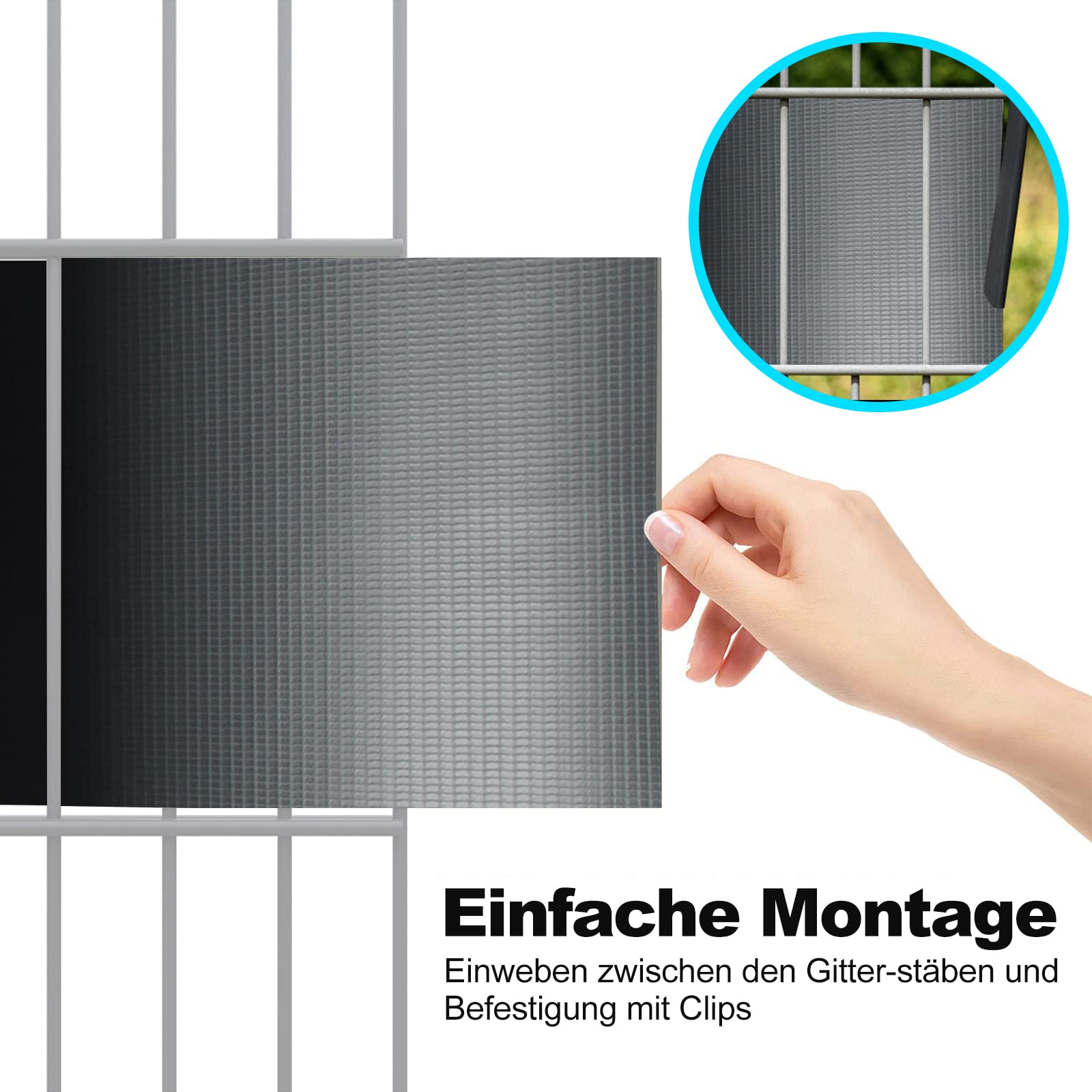 Strisce di protezione per recinzioni a doppia asta, 210m x 19cm, in PVC, con 180 clip, resistenti alle intemperie, 450 m² per recinzioni a doppia asta in giardino, balcone, antracite