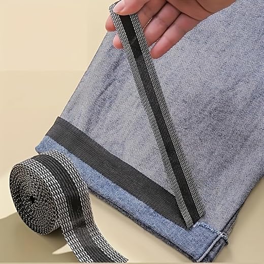 196.85 Inches No-Sew Pants Stickers – DIY Iron-On Hem for Trouser Legs, Washable Fabric Tape, Perfect for Shortening Pants Without Sewing (Grey)