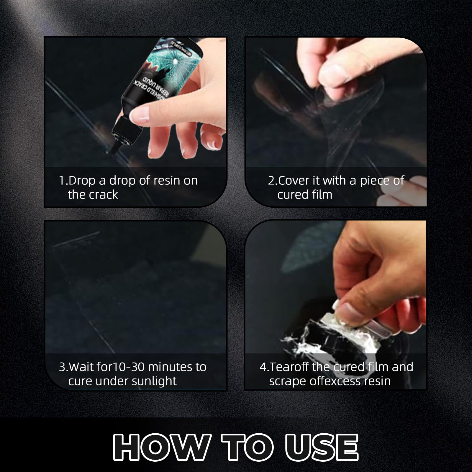 Windscreen Chip Repair Kit, Windscreen Repair Kit, Upgraded Glass Repair Kit, 5 Min Quick Glass Repair Liquid, Long-Lasting for Windscreens, Windows & Mirrors, for Most Crack Types, Pack of 1 — view 5