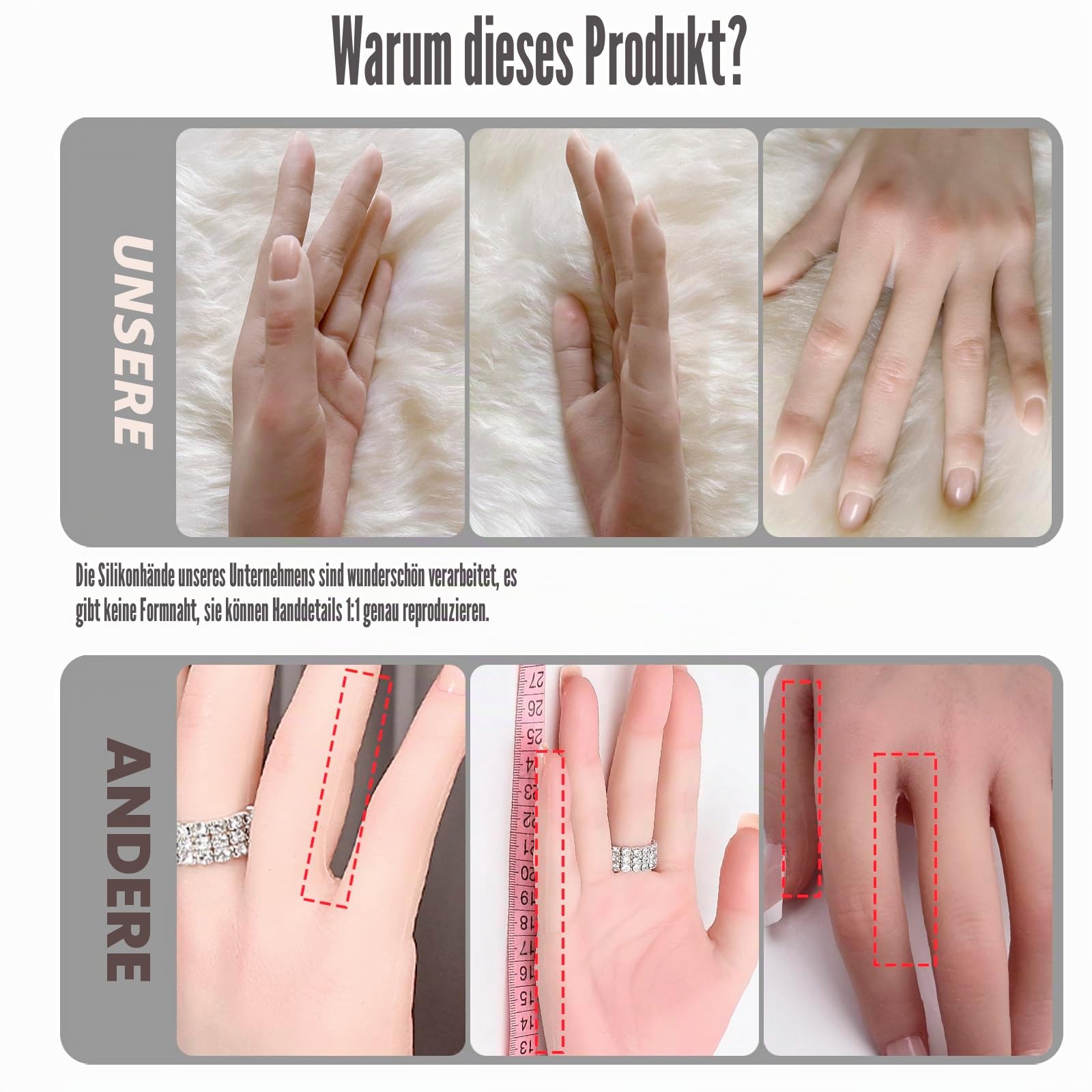 Realistische Silikon Hand Schaufensterpuppe Lebensechte weibliche Hände Modell für Acryl Nägel Zeigen Schmuck Scherzartikel Halloween Requisiten Fotografie Requisiten (Linke Hand)