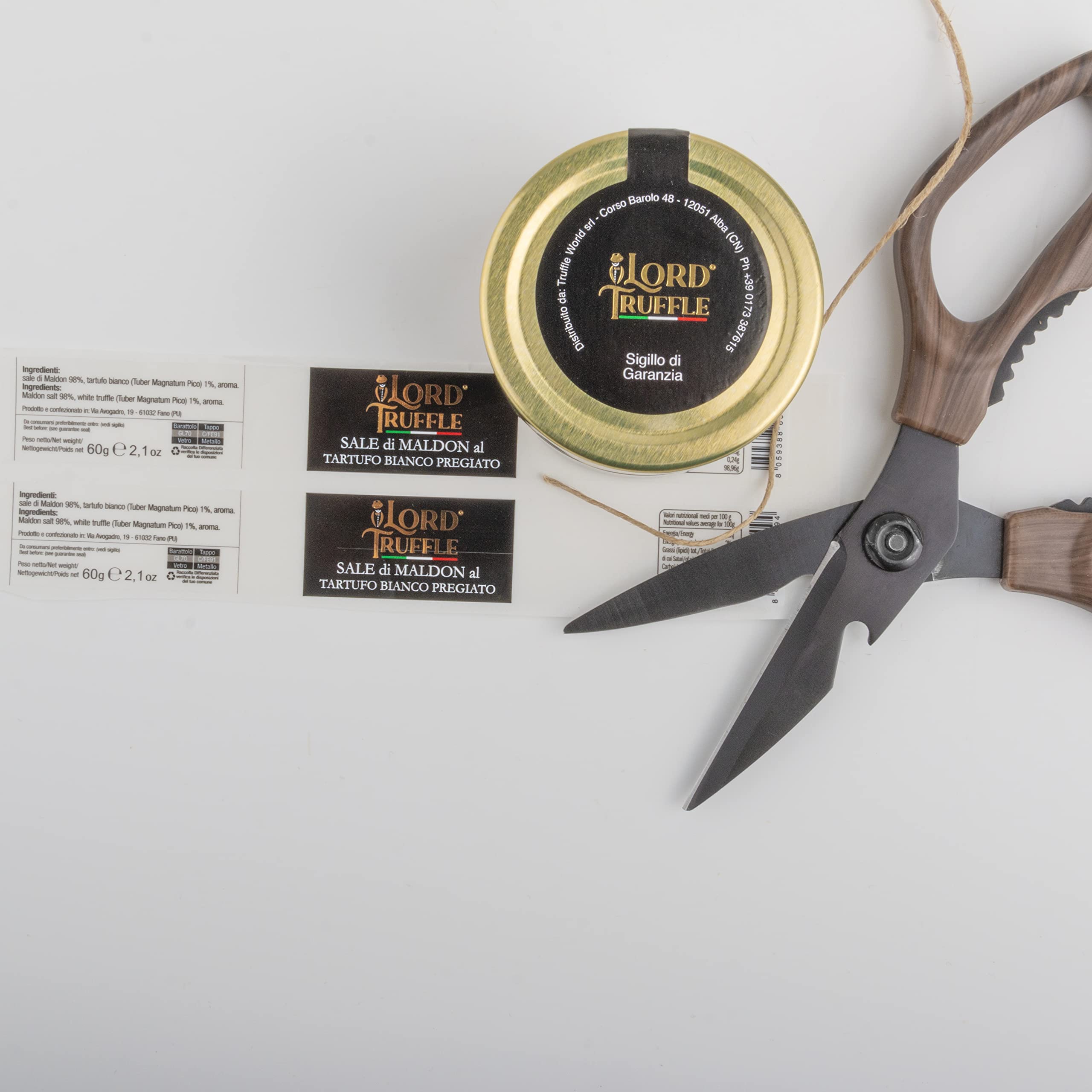 Lord Truffle | Set Regalo Lusso: 1 Olio EVO Italiano al Tartufo Bianco Pregiato 100ml e 60 g di Fiocchi di Sale Maldon con Tartufo Bianco Italiano Pregiato, Qualità 100% Italiana