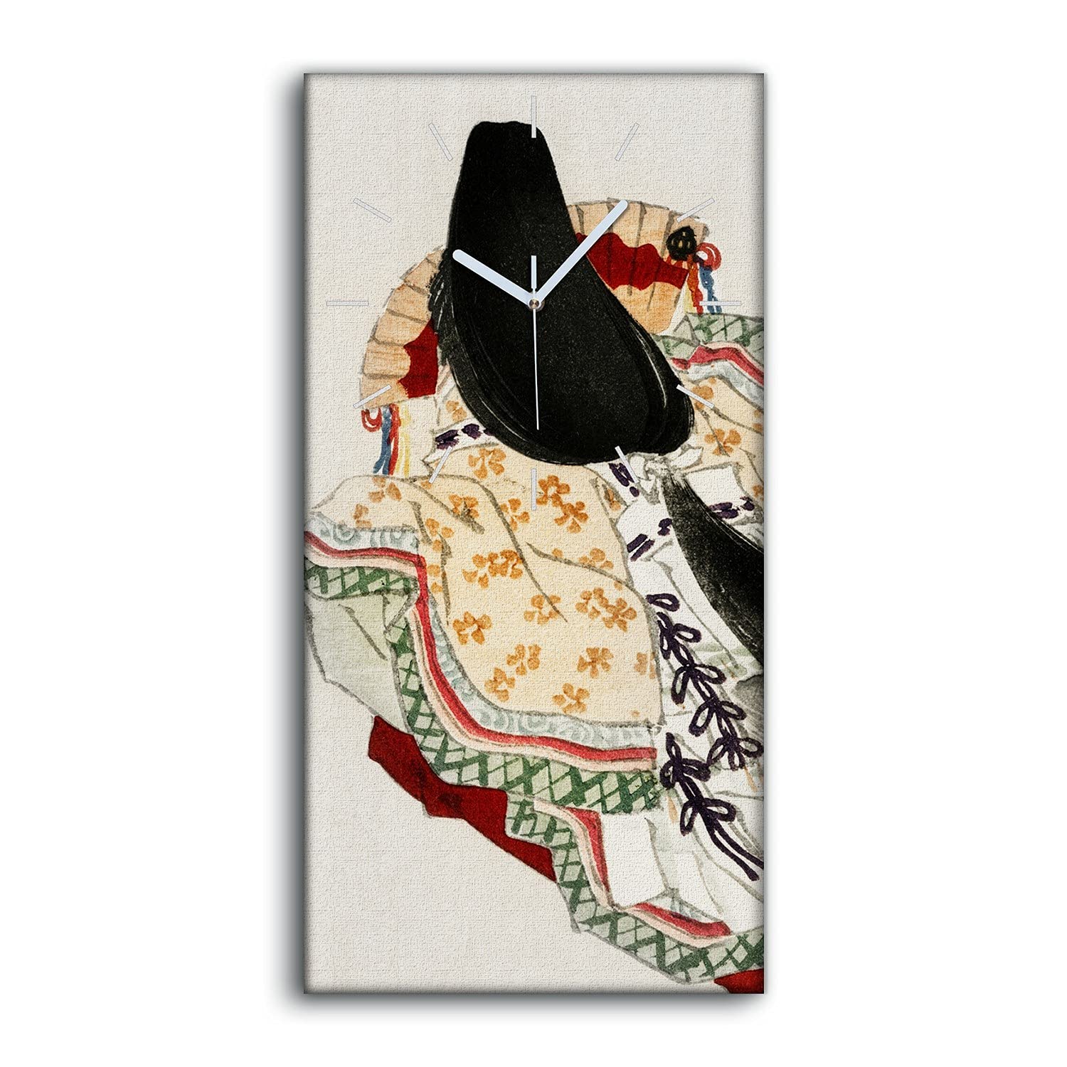 Horloge sur toile art mural haut de gamme motif traditionnel japonais 30x60cm