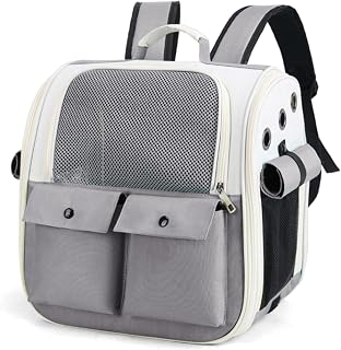 Cat Backpack Carrier for Cats and Small Dogs Small Animal (Grey) | Pet Backpack Carrier, Breathable Foldable Lightweight Comfort, Shoulder Pet Backpack