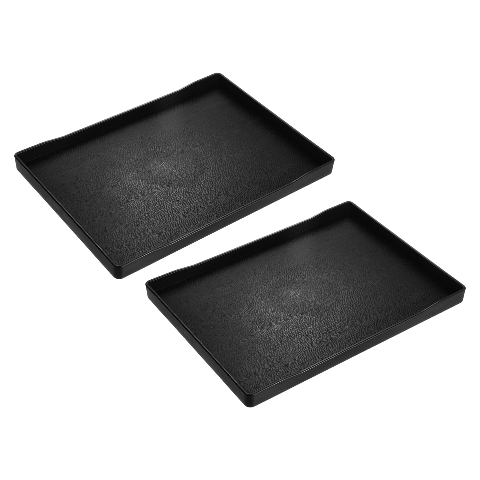 uxcell 2Pcs Serving Tray Small Black Mini Tray 7" x 10" Plastic Rectangular Wooden Serving Trays Decorative Ottoman Platter for Breakfast Kitchen Bathroom