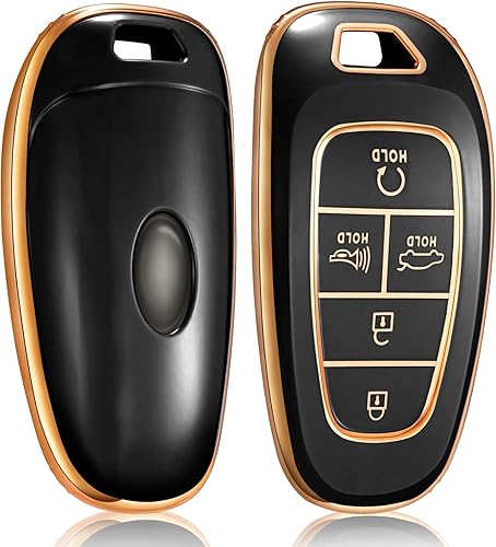 Toykee Funda para llavero Hyundai accesorios para Sonata Santa Fe Tucson 5 botones funda de TPU negro