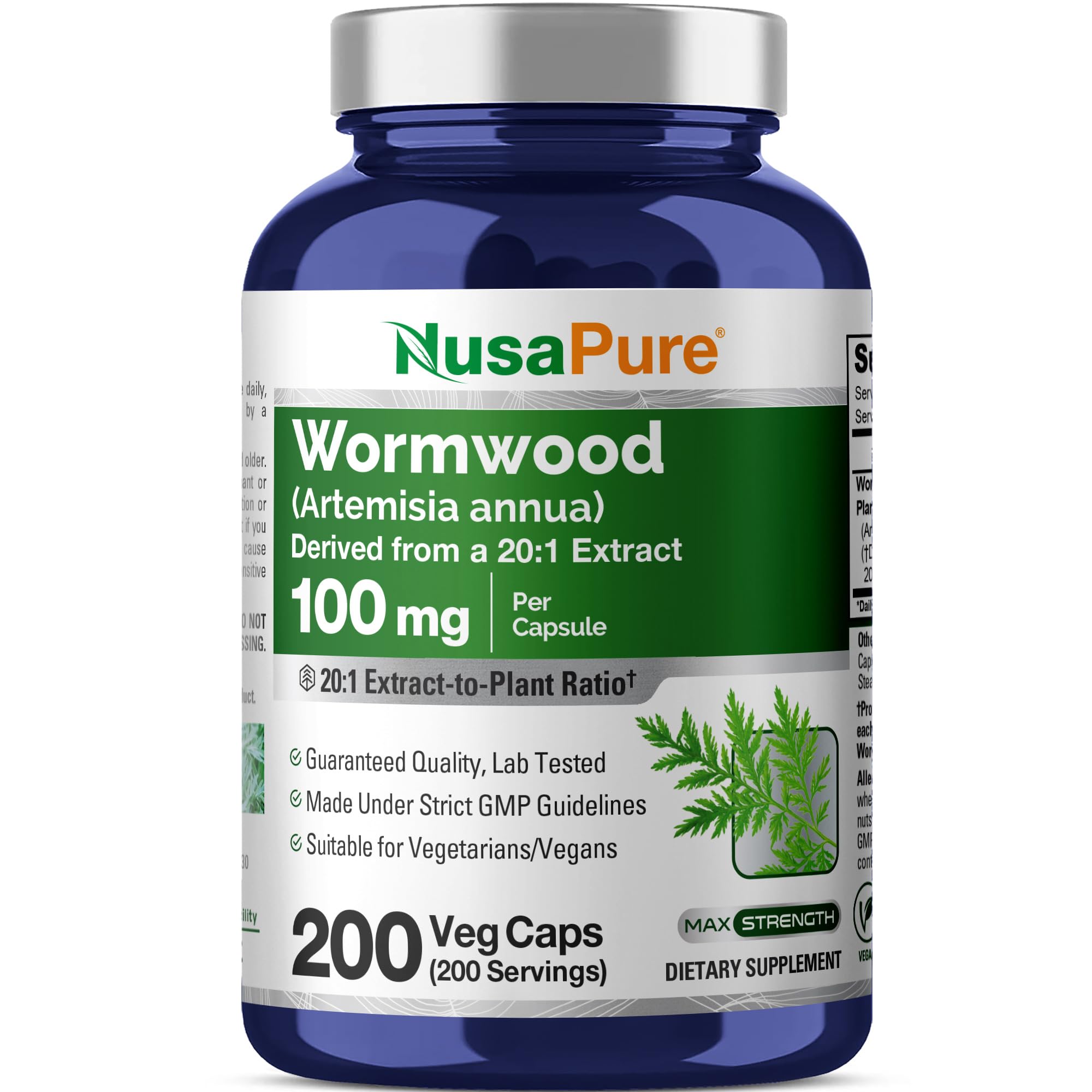 Amazon.com: NusaPure Wormwood Capsules, 100 mg, 200 Veg Capsules