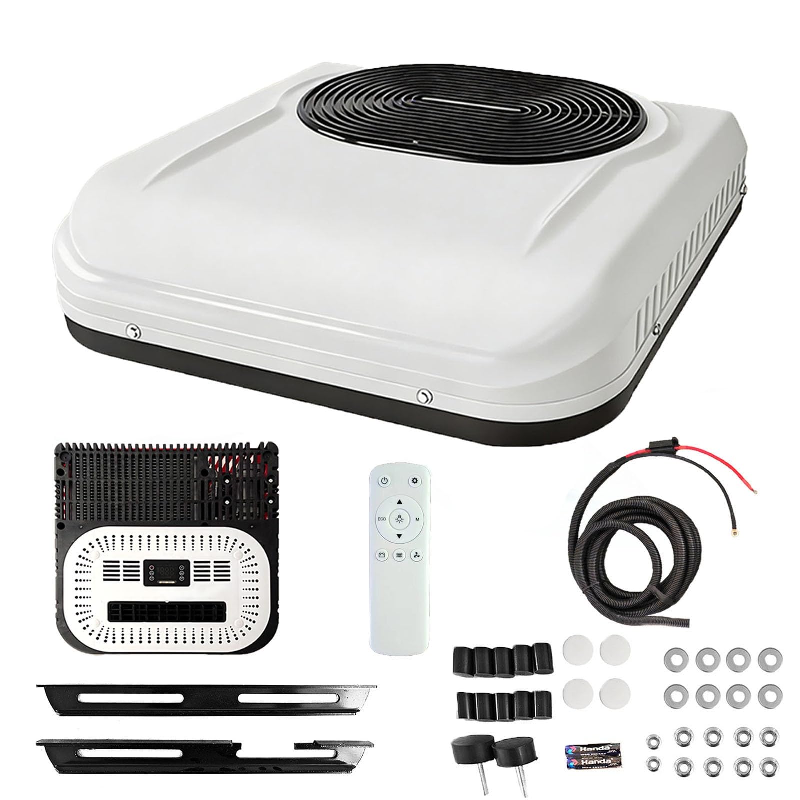 Koyike Scroll Type 12V 24V Dc Rooftop Air Conditioner For Rv 7000 Btu 2000W Cooling Power Inverter Parking Ac Unit With Electric Scroll Compressor For Truck Motorhome(,24V)