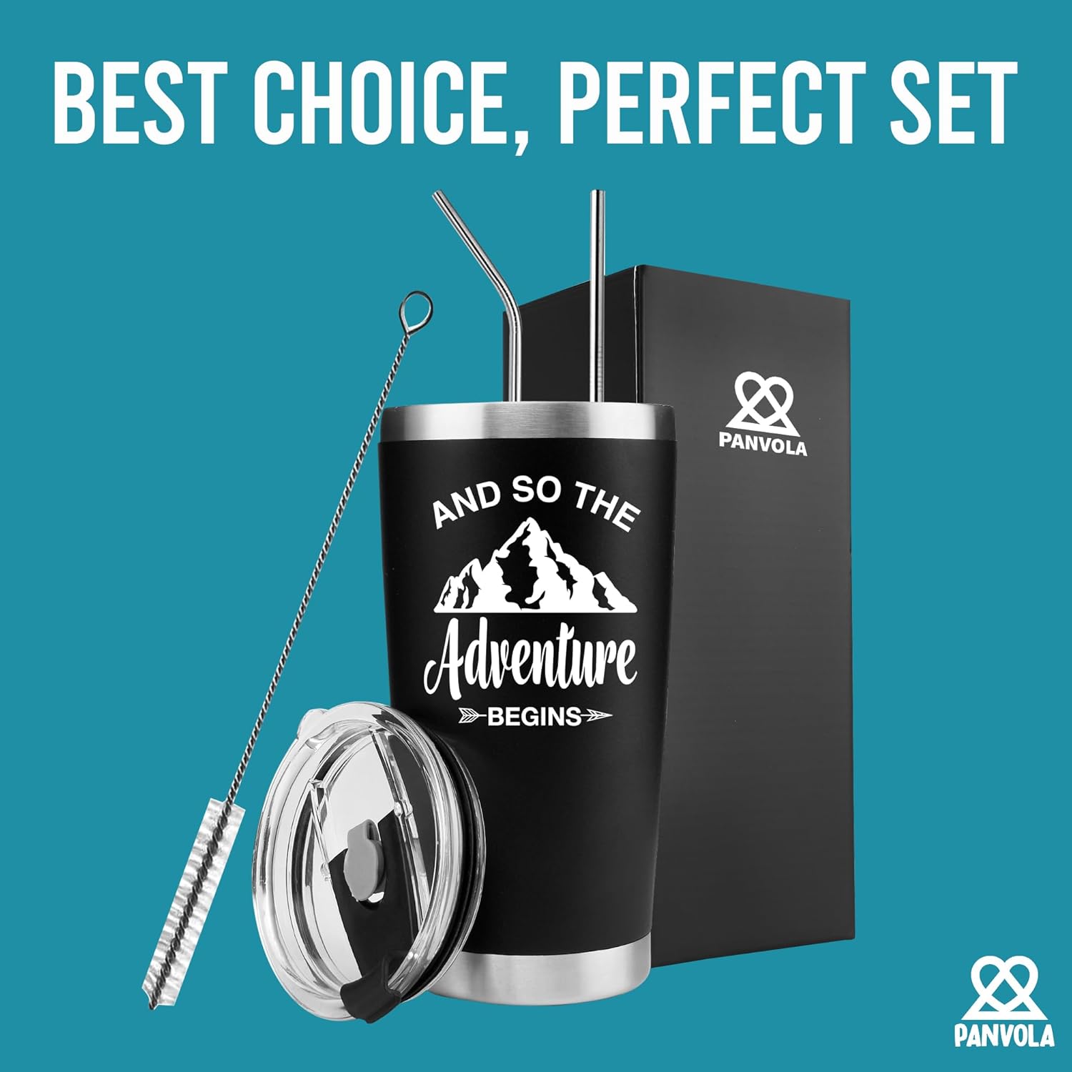 Panvola And So The Adventure Retirement Graduation New Job Vacuum Insulated Tumbler Going Away Retirement Gift For Men Husband Dad Mom Grandpa Grandma Stainless Steel With Removable Lid (20 oz)