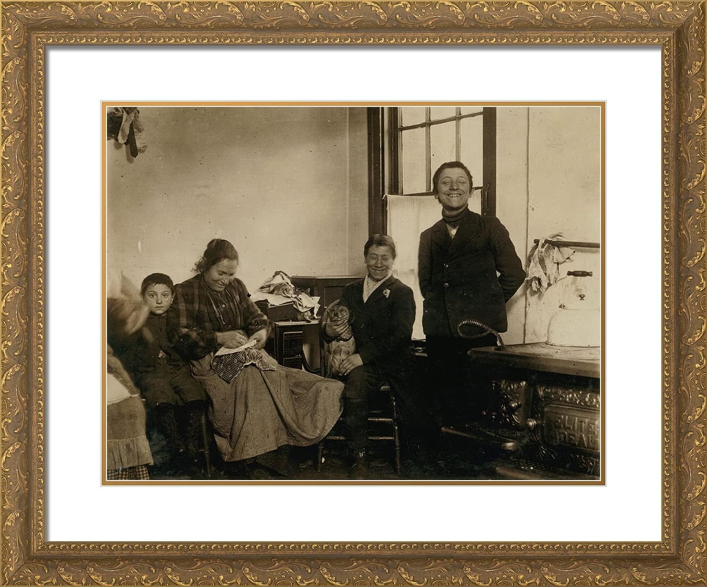ArtDirect Hine, Lewis Wickes 24x20 Gold Ornate Framed Art Print with Double Matting Titled: Albernesi Family