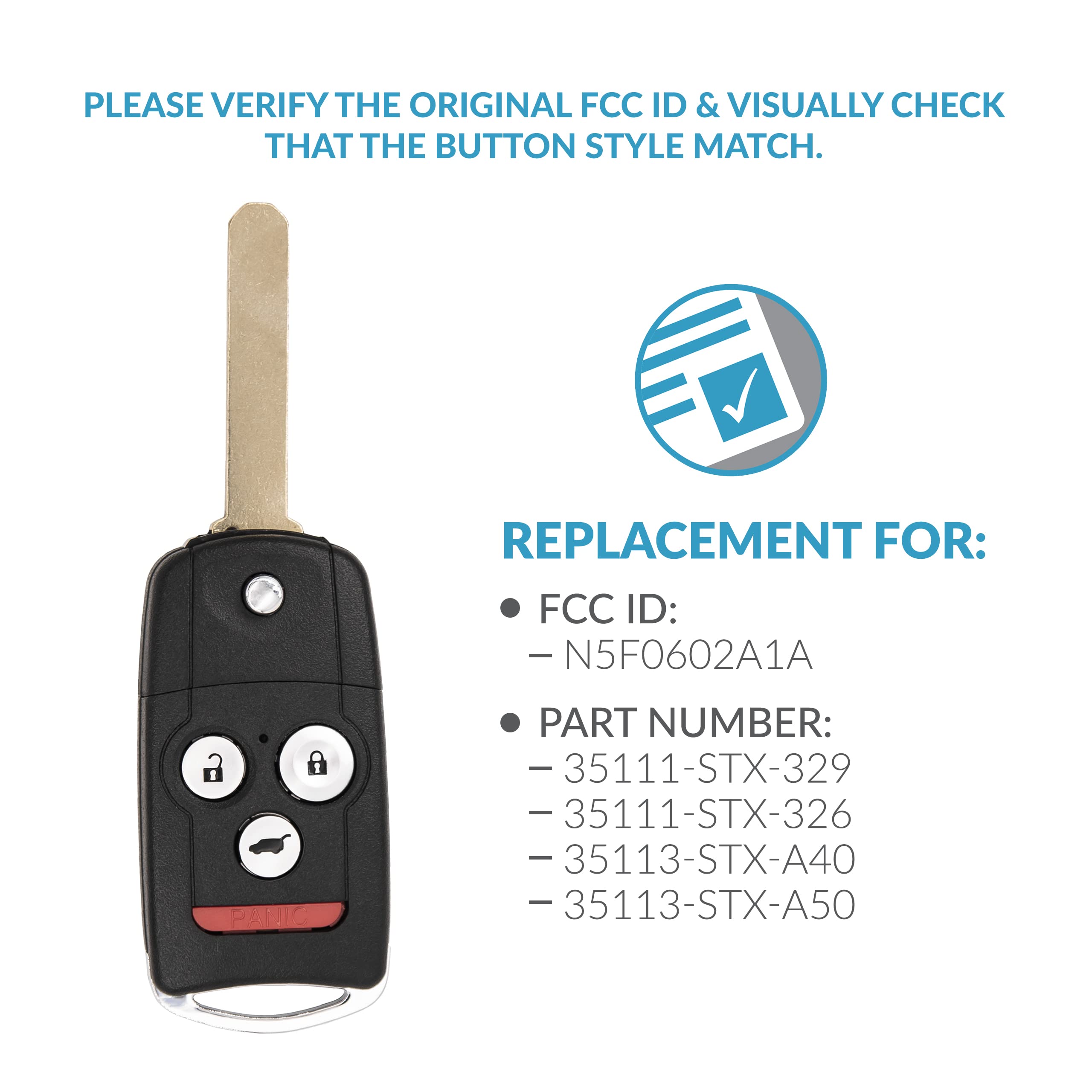 Amazon.com: Keyless2Go Replacement for 4 Button Flip Remote Key