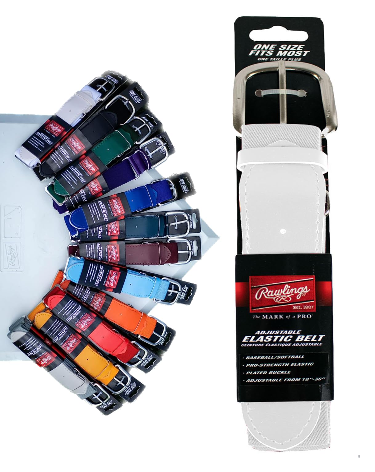 Rawlings | Elastic Game Day Belt | Baseball/Softball | Adult/Youth | Multiple Colors