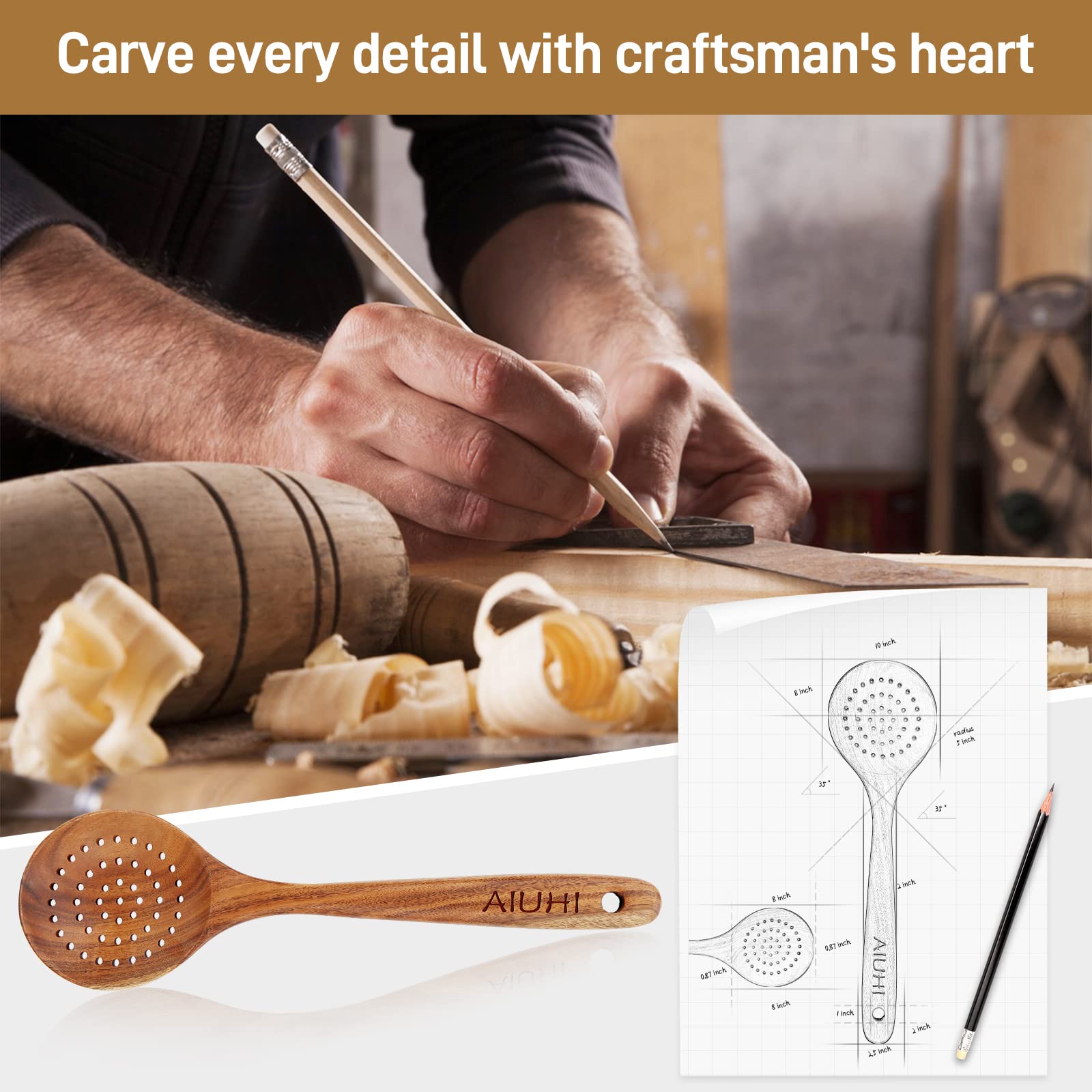 Wooden Strainer Spoon For Cooking, Slotted Spoons