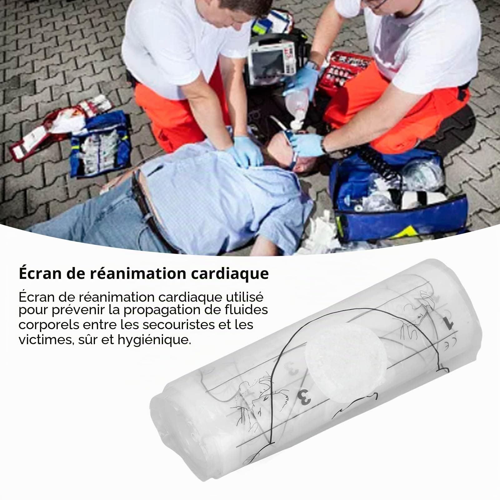 1 Rouleau de Masque Facial Jetable à Barrière Cpr, évite L'embarras, Hygiénique et Pratique, pour une Utilisation D'urgence et une Utilisation en Piscine