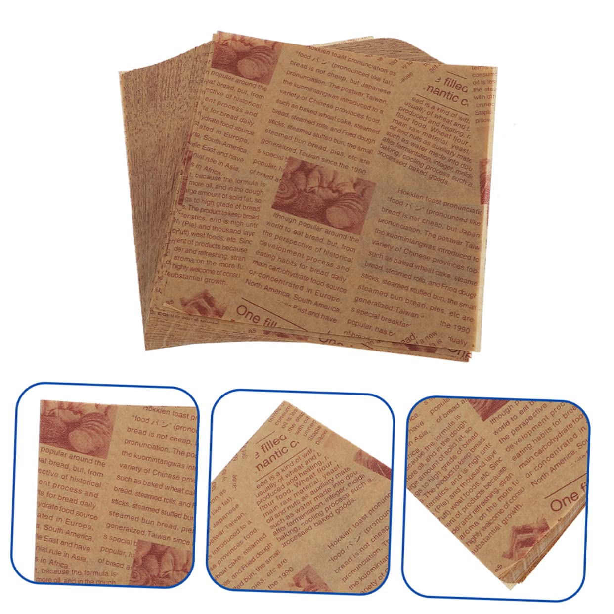 COLLBATH Papier Sulfurisé pour Cuisson 200 Feuilles 30x30cm Résistant à L'huile et Antiadhésif pour Emballage de Pain et Gâteau