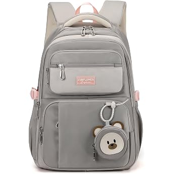 Travistar School Bag Boys School Backpack Girls Teenager School Bag Backpacks Sports Bag Daypack for School Satchel with Many Compartments Laptop Compartment School Bags Grey Nylon 40L