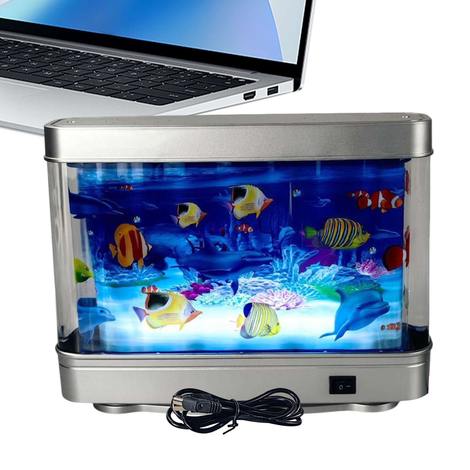 Acquario di pesci finti | Acquario artificiale con pesci in movimento, decorazione realistica, luce luminosa silenziosa per la camera dei bambini dei bambini notte compleanno