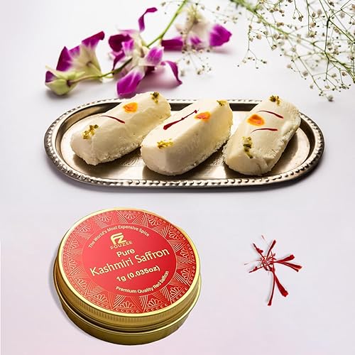 Miniatura 10 de FOUZEE Hilo puro de azafrán de Cachemira para cocinar, especias, alimentos españoles. El mejor azafrán rojo oscuro delicioso con arroz persa, té