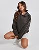 Mujer Sudadera con Capucha Básica de Forro Polar, Letra, Holgada, Manga Larga, Bolsillo Canguro, Hombro Caído, Pullover 3