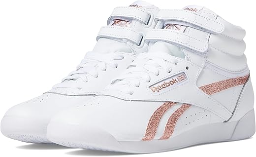 Reebok Freestyle Hi High Top White/Rose Gold 6.5 B (M)