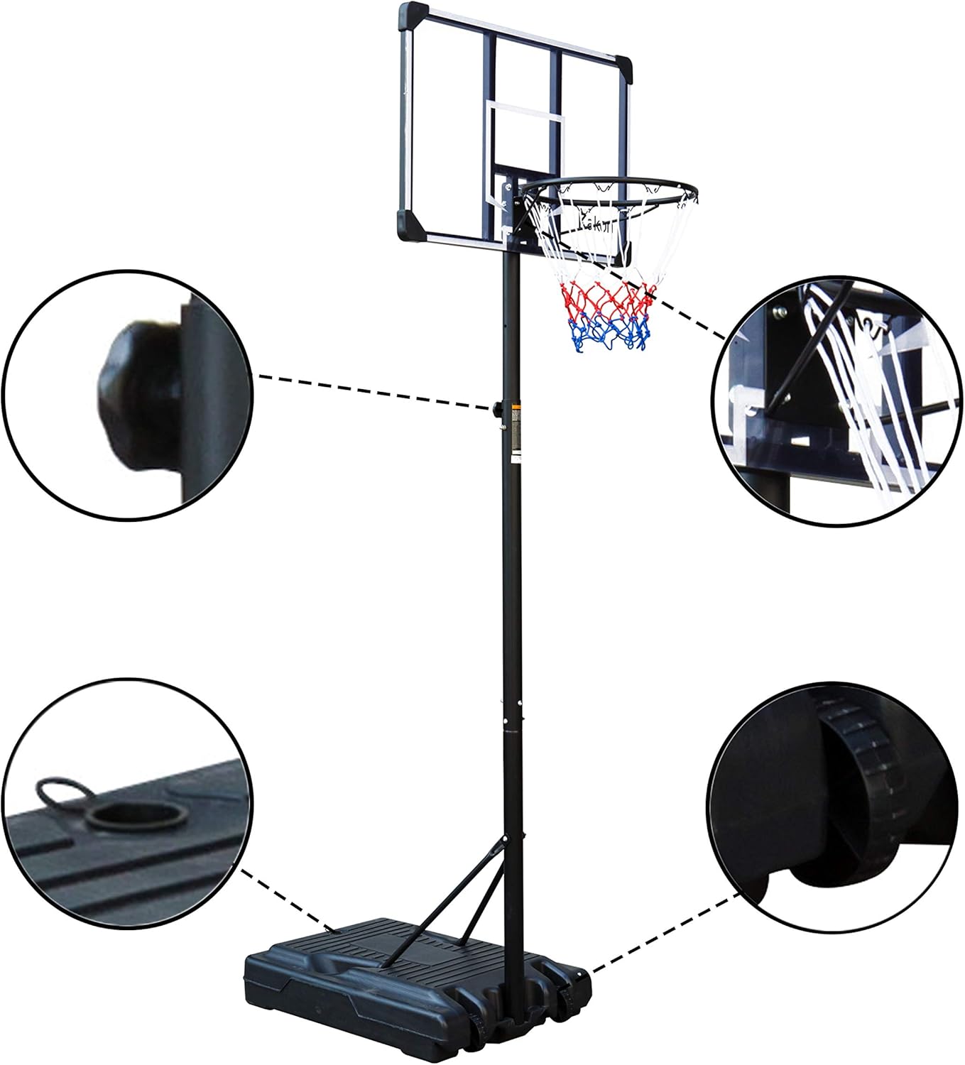 Rakon Portable Basketball Hoops & Goals Basketball System with 35.4 Inch Backboard, Height Adjustable 6.2ft -8.5ft for Adult Youth Kids Indoor Outdoor Use : Sports & Outdoors