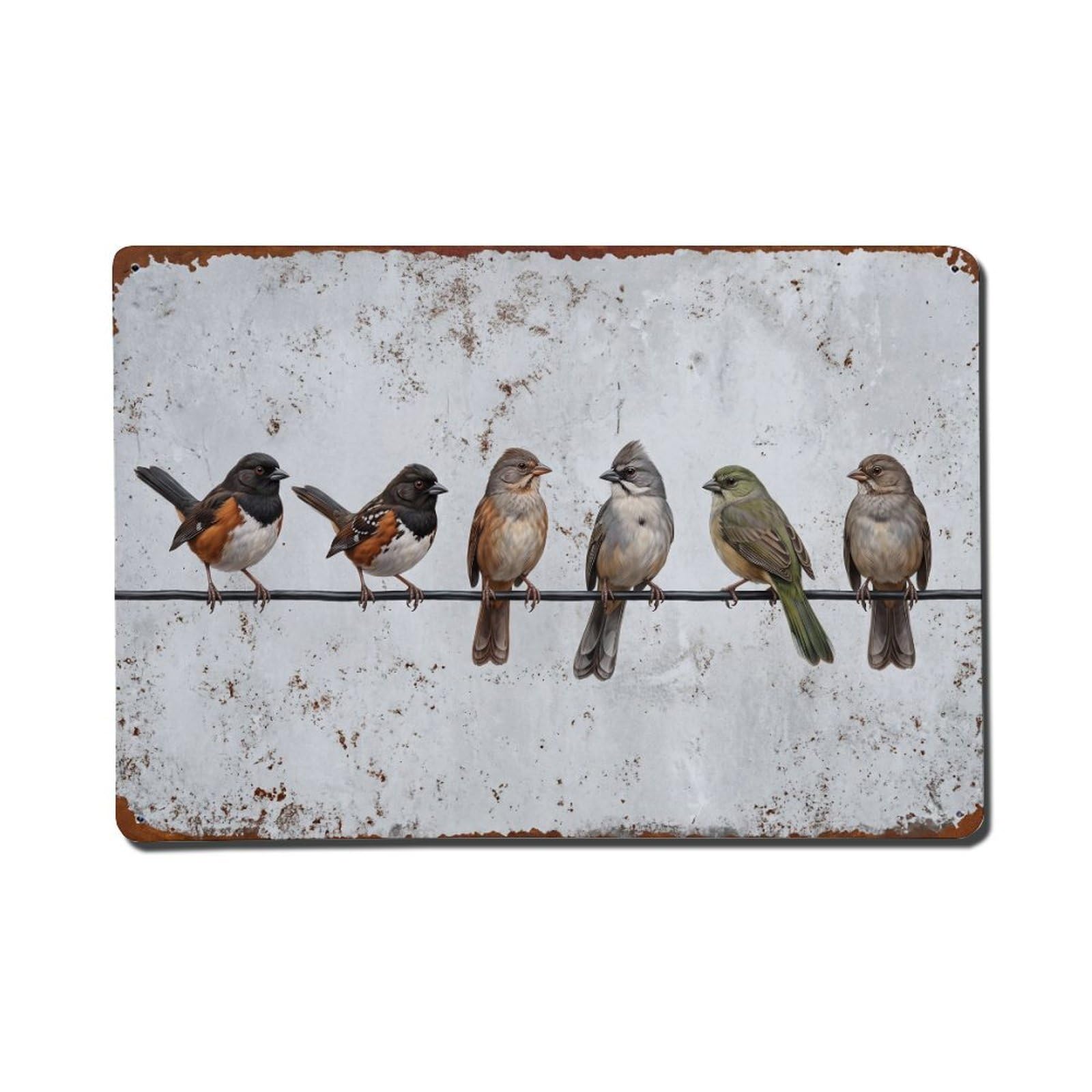 Vintage Retro Birds Towhee Metal Tin Sign