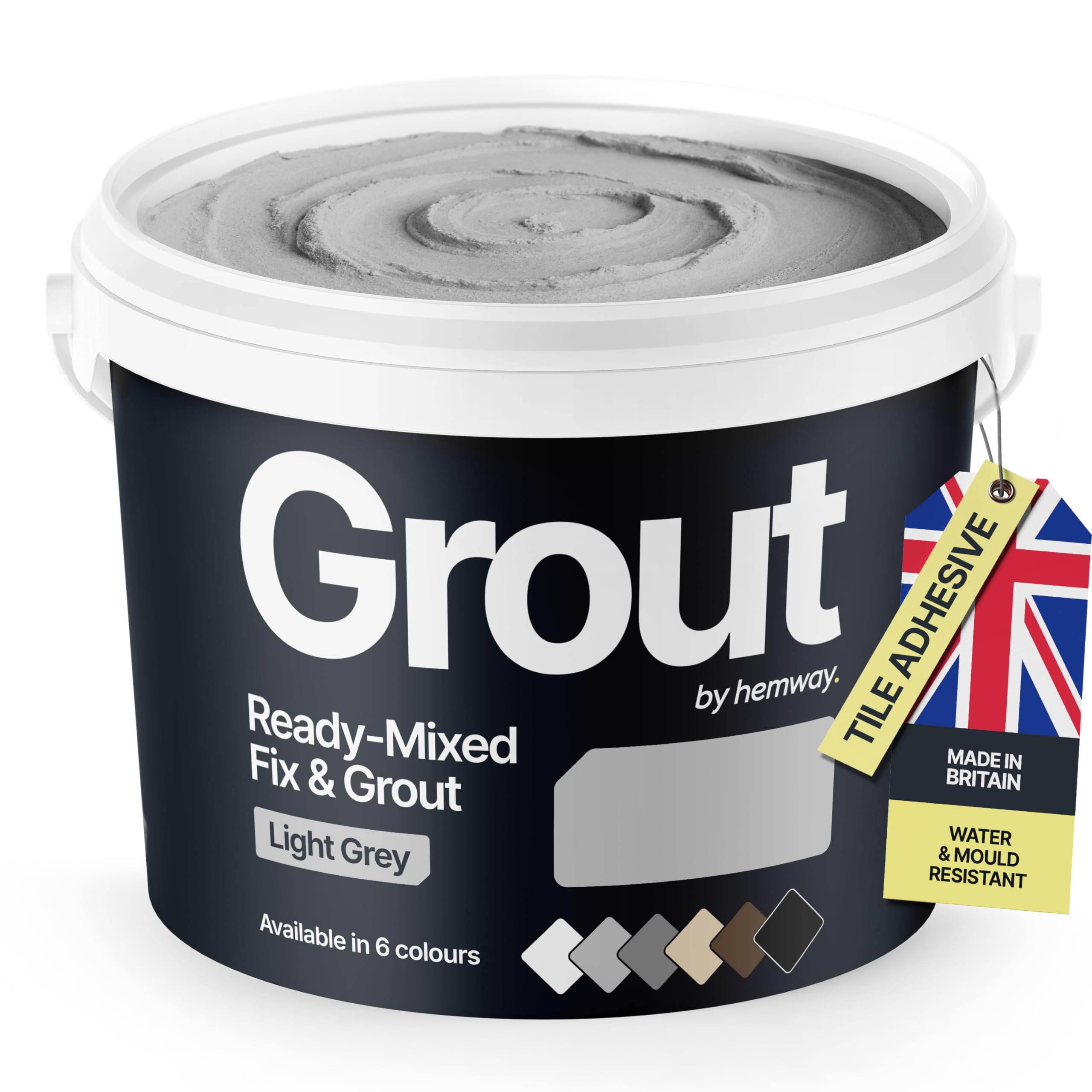 Light Grey Ready Mixed Grout & Fix | Floor, Wall & Tile Adhesive | Water-Resistant, Anti-Mould, Easy to Use & Fast-Drying | Suitable as Kitchen, Bathroom Tile Grout - 4.5Kg / 2.5L Light Grey Grout