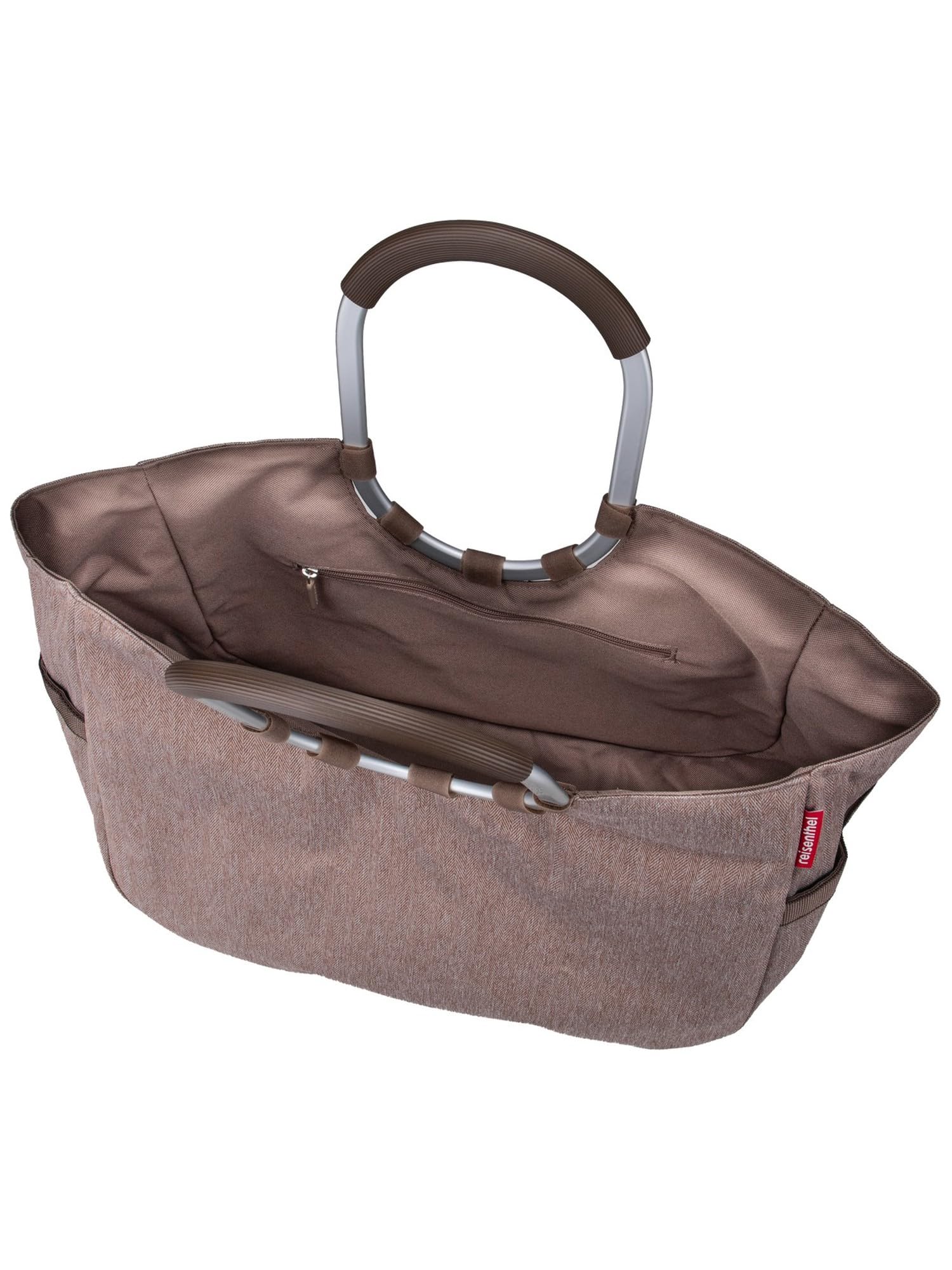reisenthel loopshopper L herringbone mokka – Stabile Tasche mit praktischen Fächern aus recycelten PET-Flaschen – Charmantes und wasserabweisendes Design – Bild 4