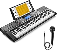 Vista 10 de Teclado de piano Donner 61 teclas, kit de teclado eléctrico con 249 voces, 249 ritmos - Incluye atril de piano, taburete, micrófono, regalo