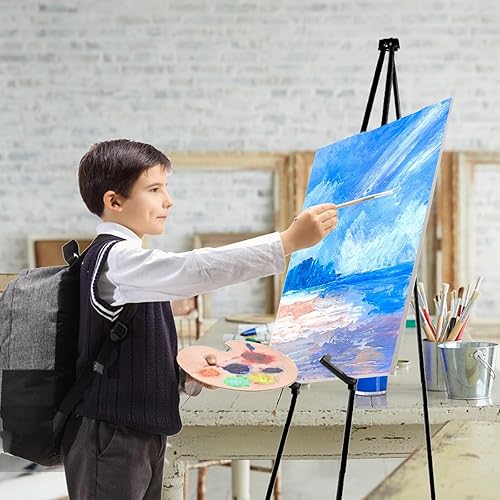 Miniatura 6 de AROIC Caballete de 63 pulgadas para exhibición, paquete de 6 caballetes de metal plegables portátiles, caballetes para letreros de boda, artes,