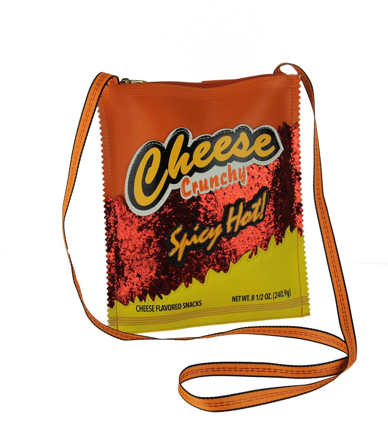 Cheese Crunch Crossbody Bag in Vinyl, Orange, S