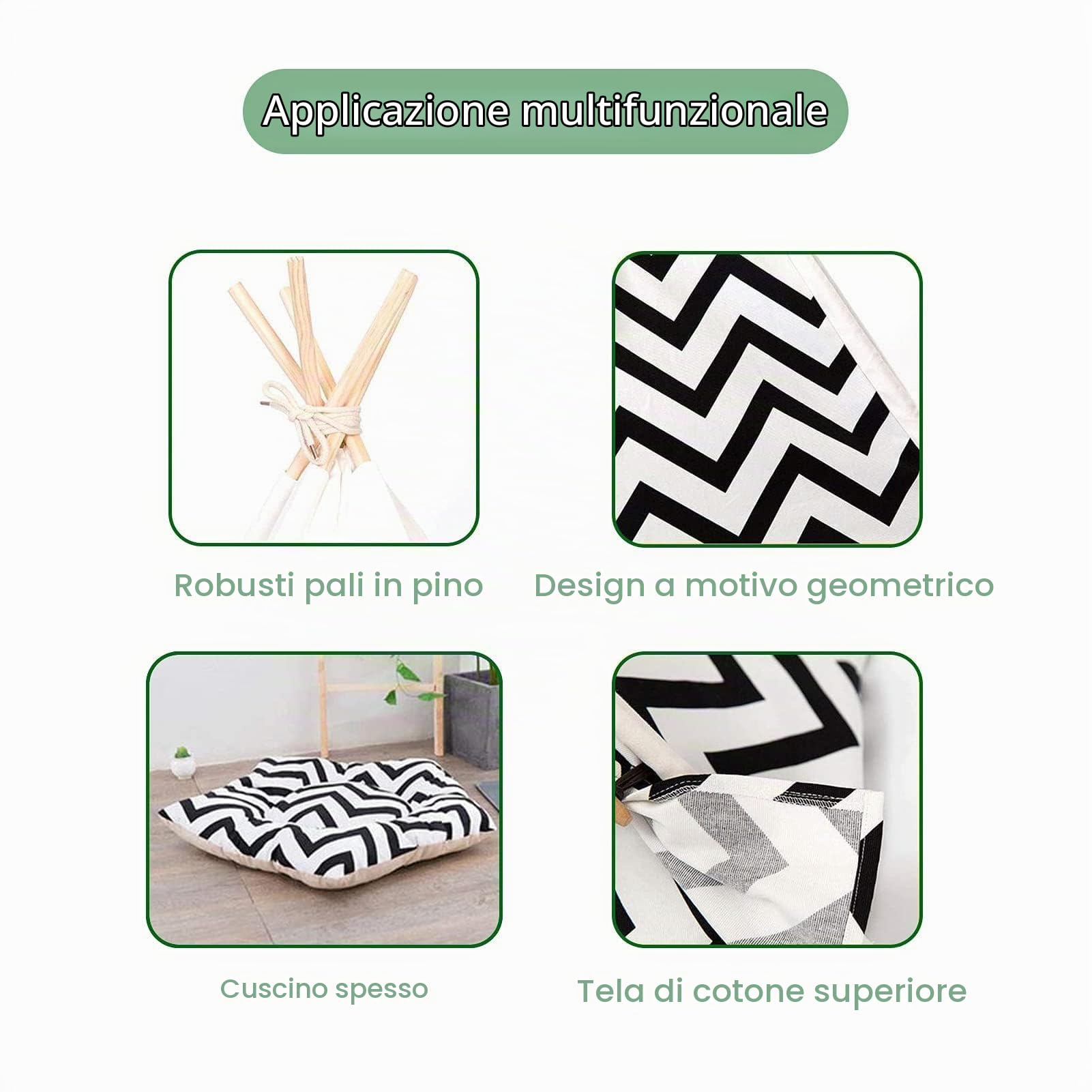 Tenda per Animali Domestici Cuccia 60x60x70cm in Tela Portatile per Cani e Gatti Rimovibile e Lavabile Pet Teepee Tipi con Lavagna Tende Gatti con Cuscino