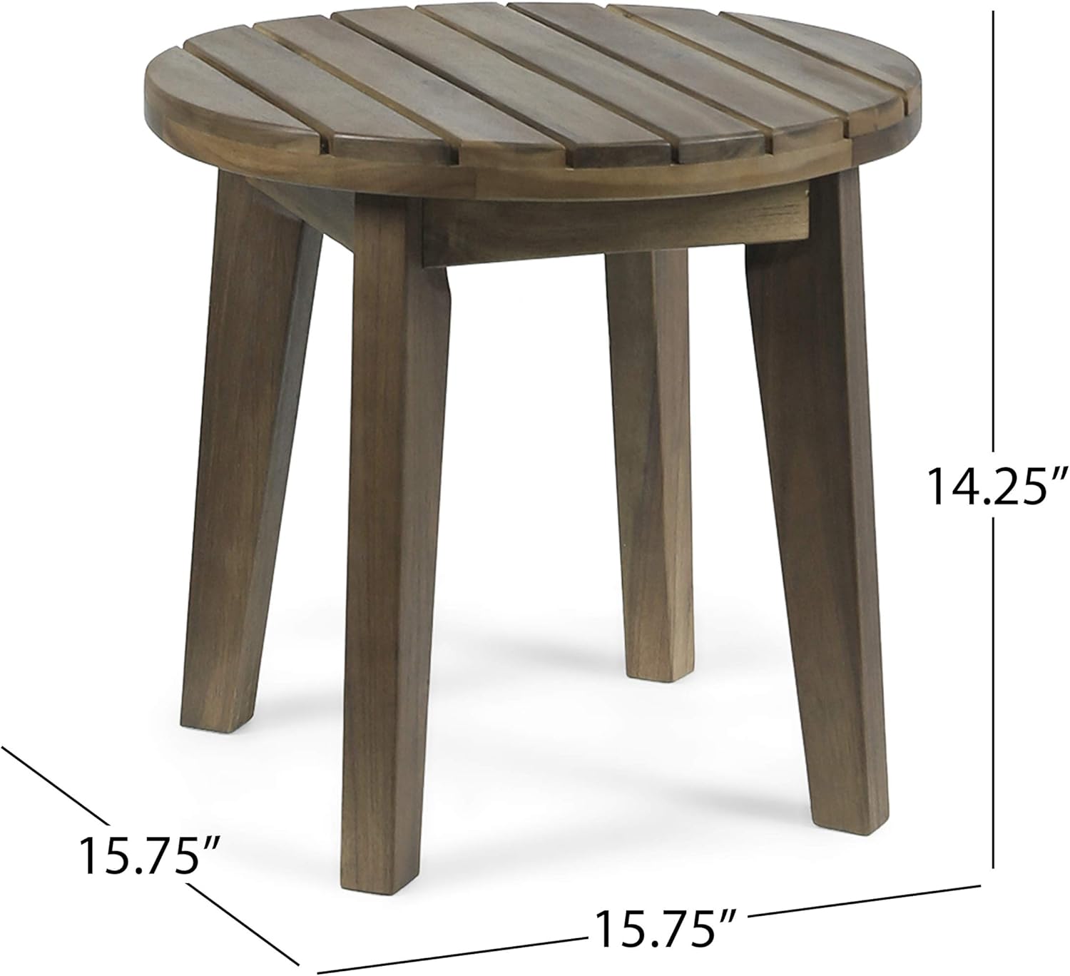 Christopher Knight Home Parker Outdoor 16" Acacia Wood Side Table, Gray Finish