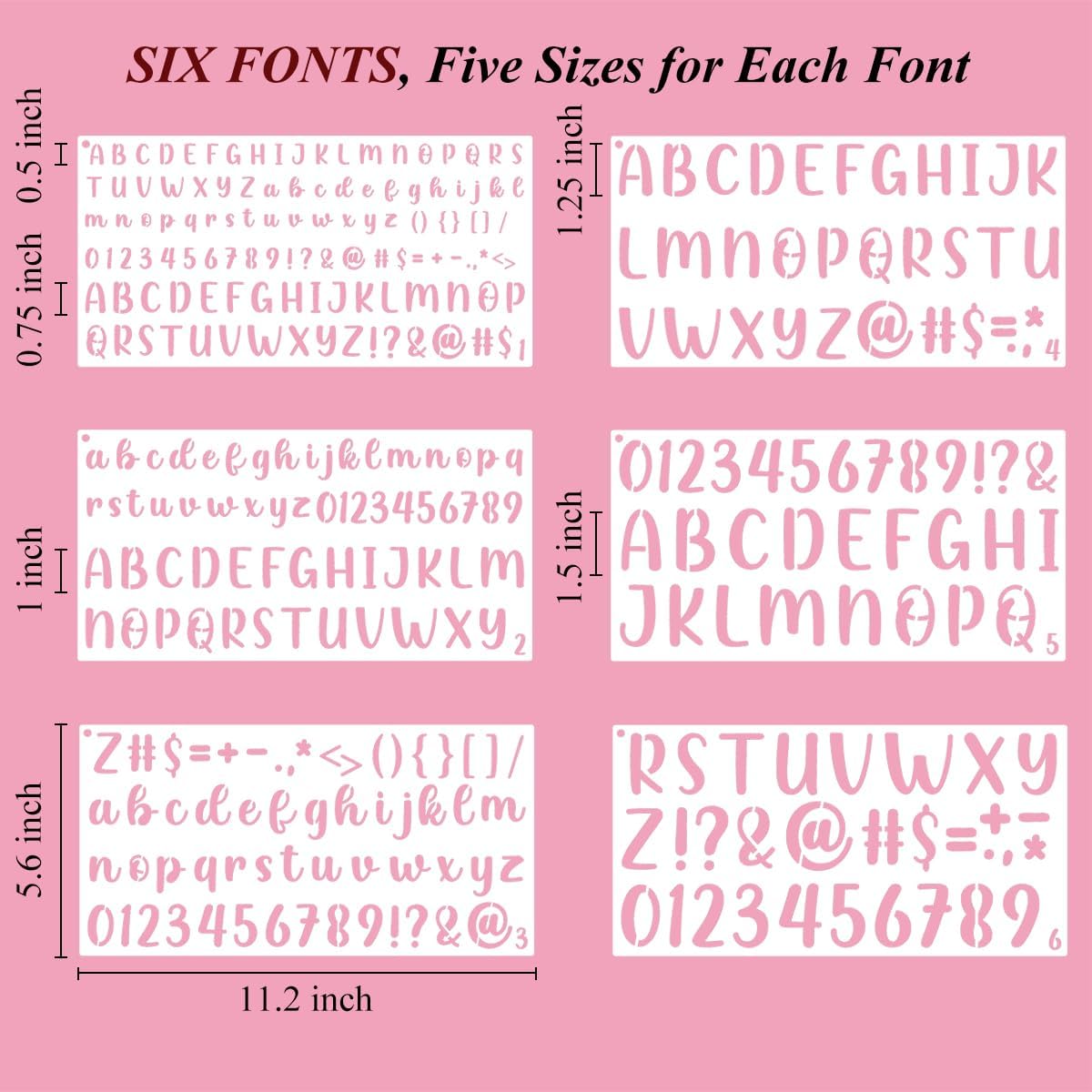 Small Letter Stencils for Painting - 36 Pack Alphabet Letter and Number Templates 0.5, 0.75, 1, 1.25, 1.5 Inch, Reusable Cursive Alphabet Stencils for Wood Crafts, Cakes Cookies & Wall Decor