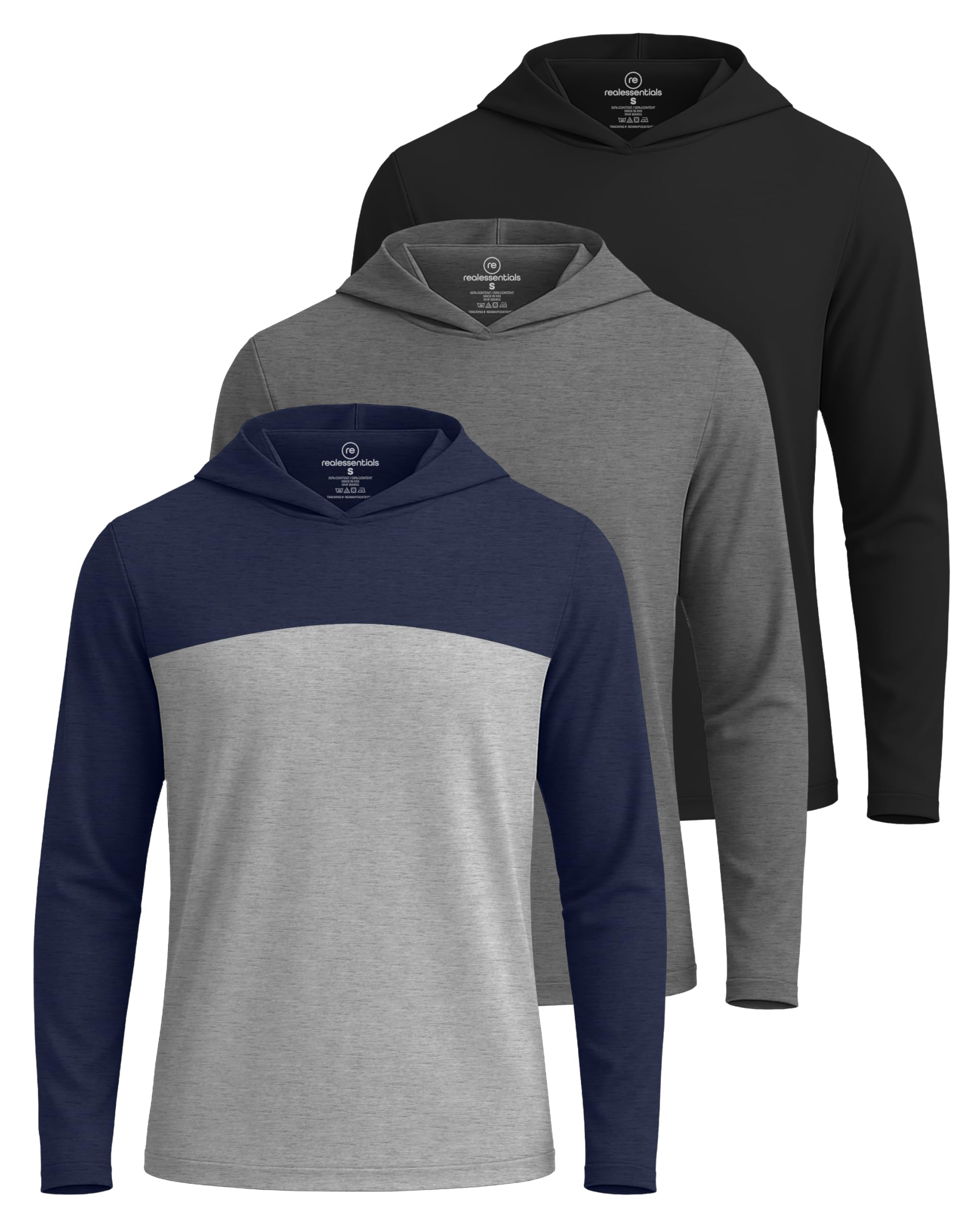 3 Pack Mens Dry Fit Pullover Hoodie Sun Sweatshirts Athletic Gym Workout