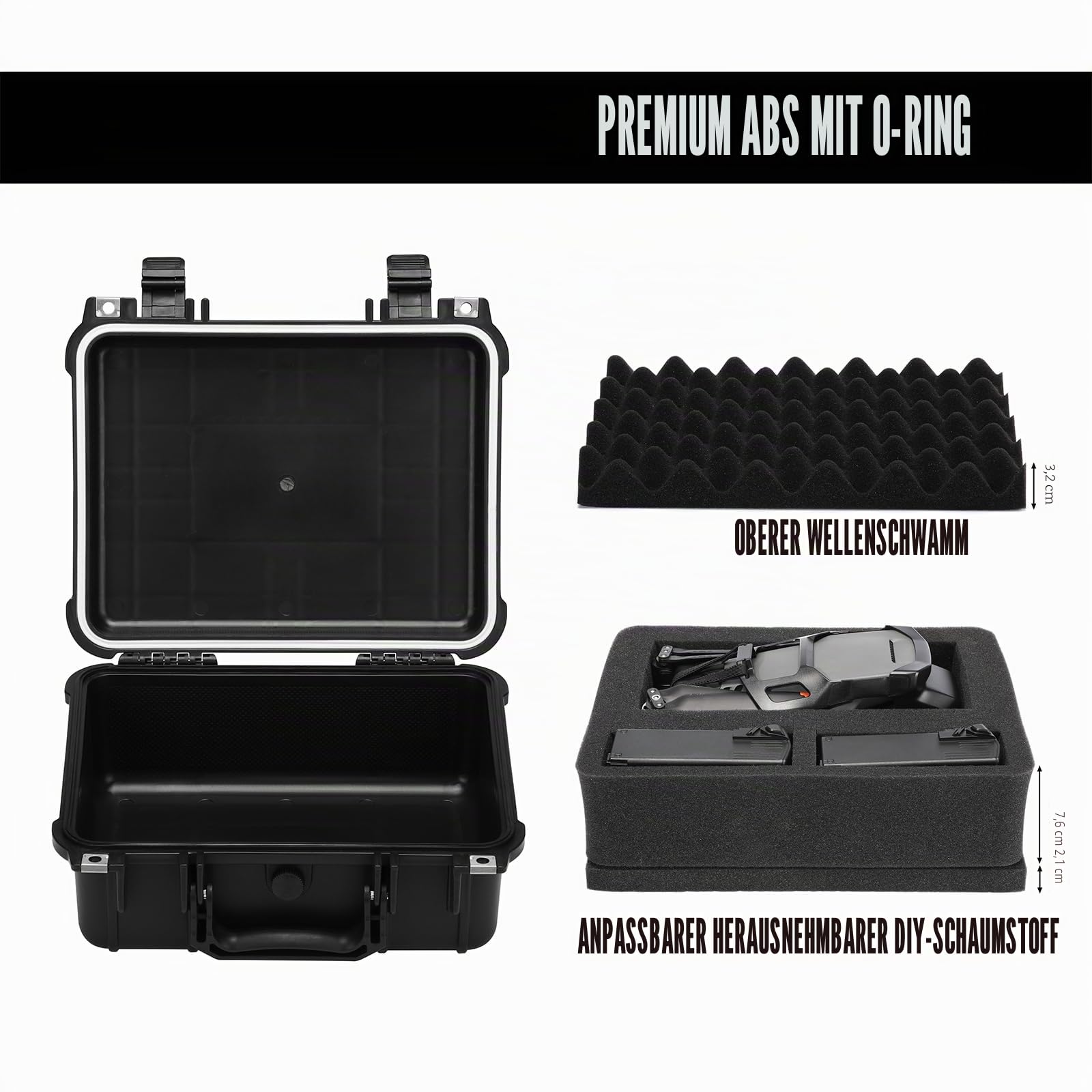 Mayouko Waterproof Plastic Toolbox with Foam Insert, 13.4" x 11.6" x 6", IP67 Lockable Storage Box, Customizable Foam, Shockproof Hard Case Weatherproof Container, Protective Hard Camera Case