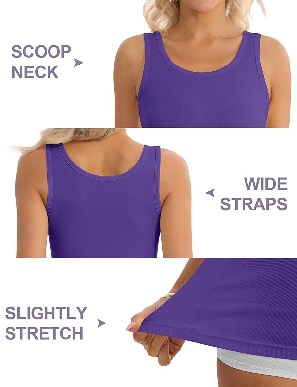 Missclub Women's Tank Tops 5 Pack Slim Fit Scoop Neck Basic Tanks Set F L by Missclub - Used condition - Image 7
