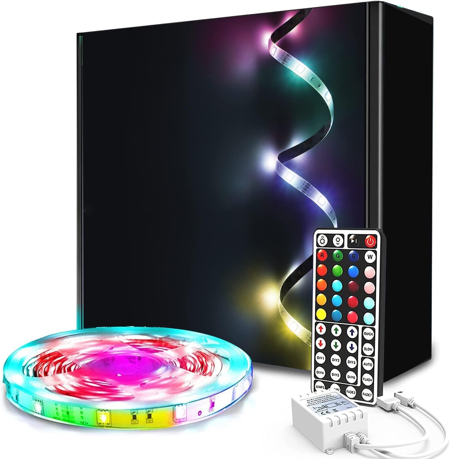 phopollo 12v Led Strip Light, 7.5m Led Strip Lights with 44 Keys Remote, Flexible RGB Colour Changing Led Lights for Bedroom 1 Roll [Energy Class A++]