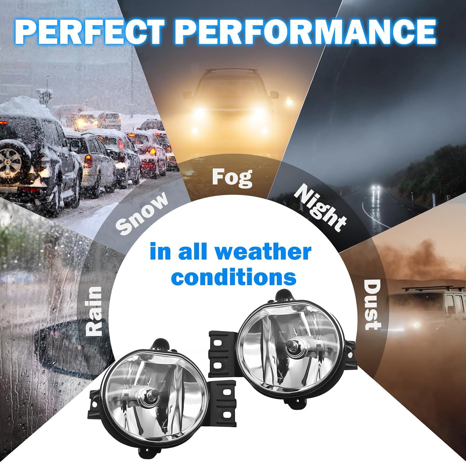 Fog Lights Compatible With 2002-2009 Ram 1500 2500 3500/2004-2006 Durango Pickup Truck 2002-2008 Ram Front Bumper Driving Fog Lamp 1 Pair of Fog Lights Clear Lens