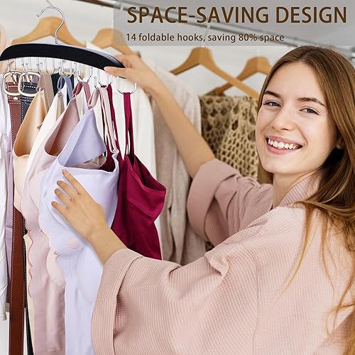 Miniatura 6 de 1 colgador de brasier, ahorro de espacio para armario, sin mangas, apilable, con gancho giratorio de 360, organizador de armario y almacenamiento