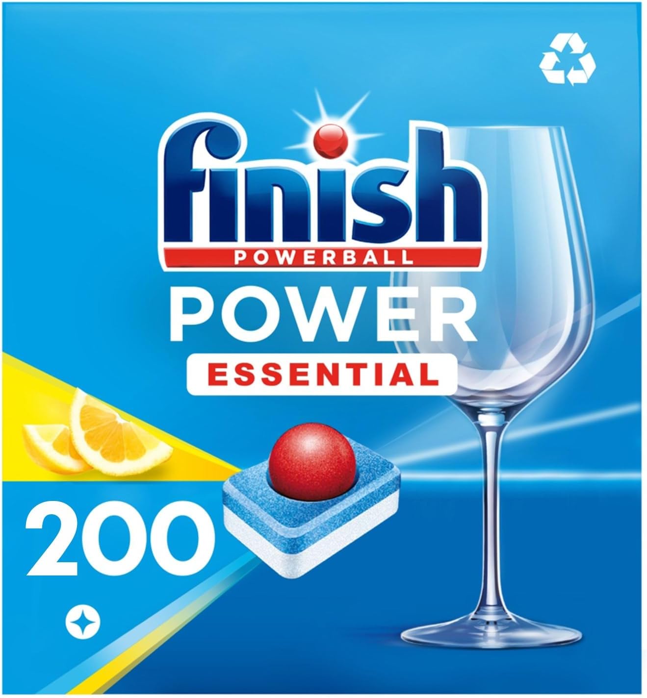 Powerball All in One Deep Clean Dishwasher Tablets, Lemon Sparkle, 200 Tablets