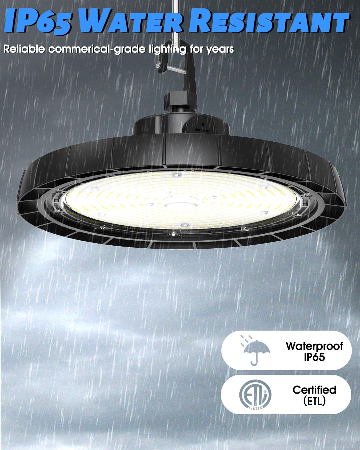 200W Adjustable LED High Bay Light - 100W 150W 200W Selectable 0-10V Dimmable 130LM W Super Bright 6500K — view 3