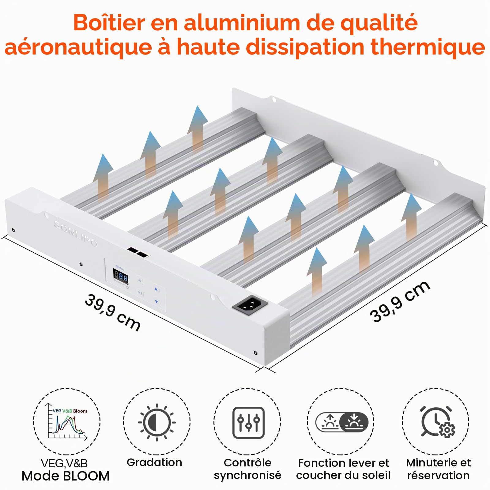 SPF1200 PRO Lampe de culture LED 120 W, 90 x 90 cm, couverture 660 LED, spectre complet semblable au soleil avec UV et IR, variateur de lumière et de floraison, lampe de croissance de légumes et de fl