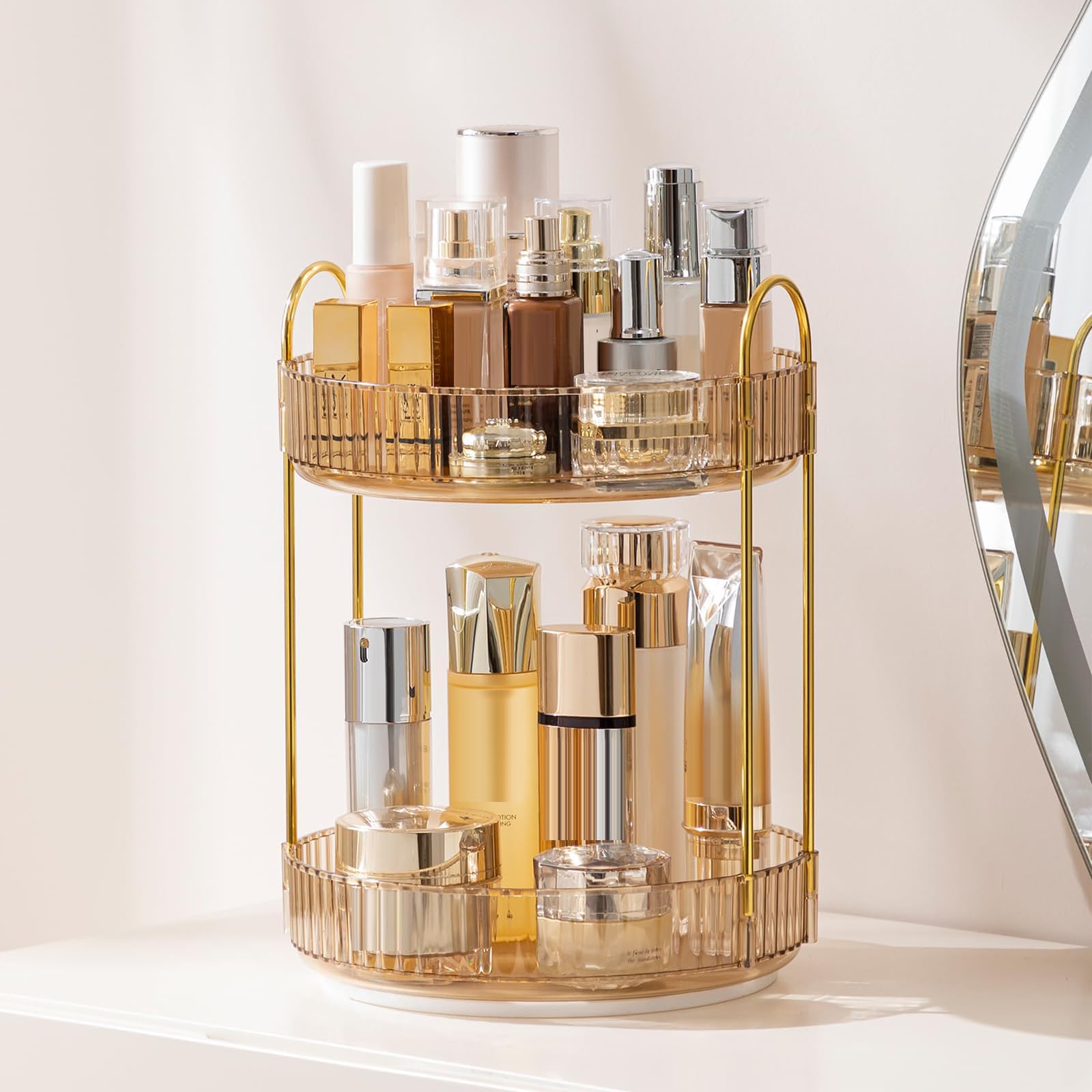 Amazon.co.jp: GLAMFORT コスメ収納 透明 360°回転 メイクボックス 大