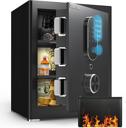 Miniatura 9 de Caja de seguridad, caja fuerte para el hogar con teclado electrónico, caja fuerte con estante extraíble para efectivo, joyas, documentos, seguridad