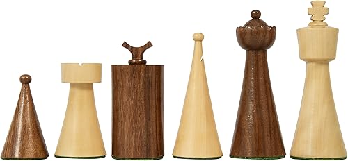 CHESSBAZAAR Piezas de ajedrez ponderadas de la serie Art Deco de los años 40 Sheesham y boj -3.8" King Extra Queens